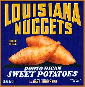 fruit crate label louisiana  yams