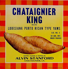 fruit crate label louisiana  yams