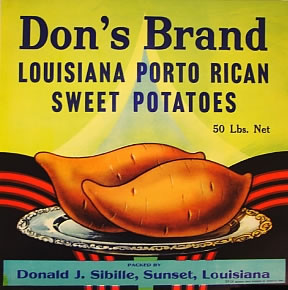 fruit crate label louisiana  yams