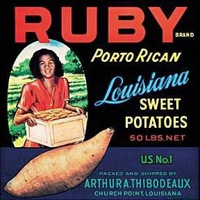 fruit crate label louisiana  yams